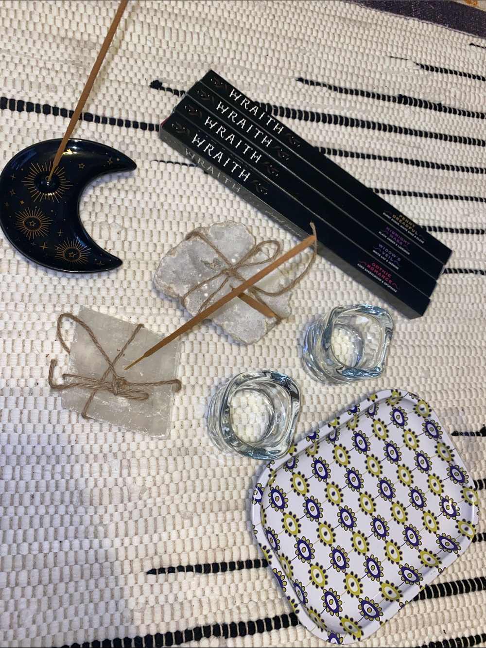 🌙 Crystal Incense & Candle Holder with Trinket Tray Bundle
